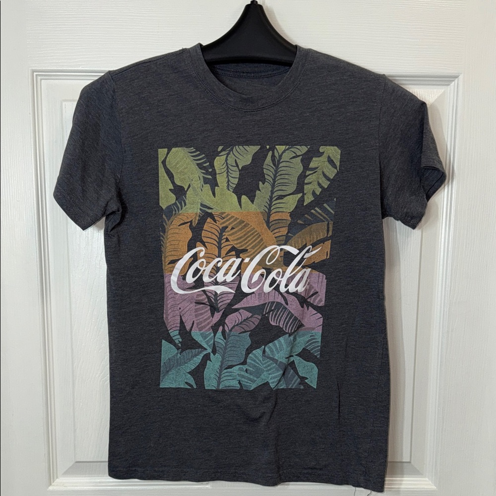 Coca Cola Men's Charcoal Tropical Graphic Tee